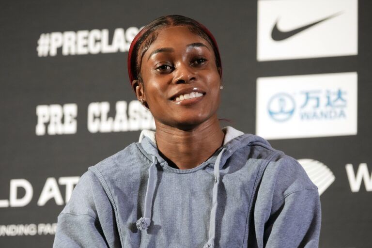 Elaine Thompson-Herah (JAM) during a press conference prior to the 47th Prefontaine Classic at the Graduate Eugene hotel.