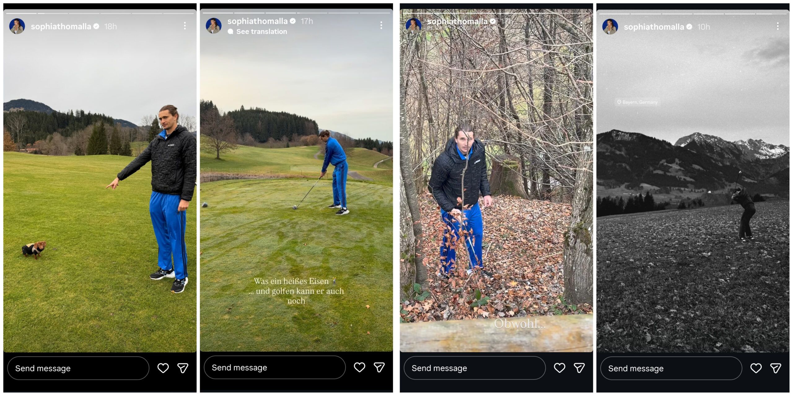 Screen grab of Alexander Zverev's girlfriend Sophia Thomalla's Instagram stories