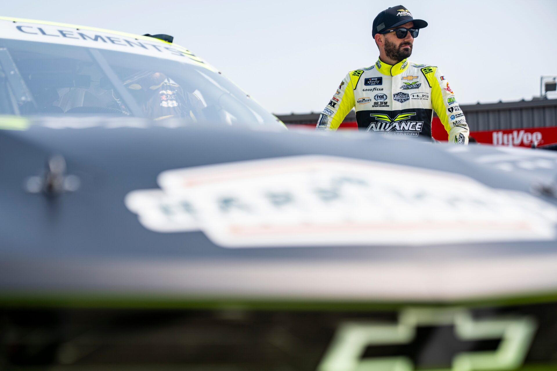 Jeremy Clements (51) watches cars go down pit road during NASCAR Xfinity Series qualifying on Aug. 2, 2025, at Iowa Speedway in Newton, Iowa.