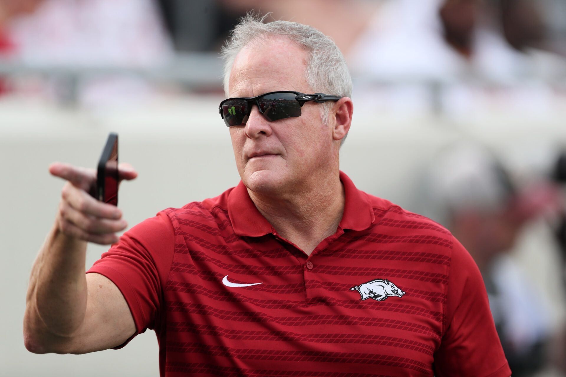 Arkansas Razorbacks athletic director Hunter Yurachek prior to the game against the Pine Bluff Golden Lions at War Memorial Stadium.