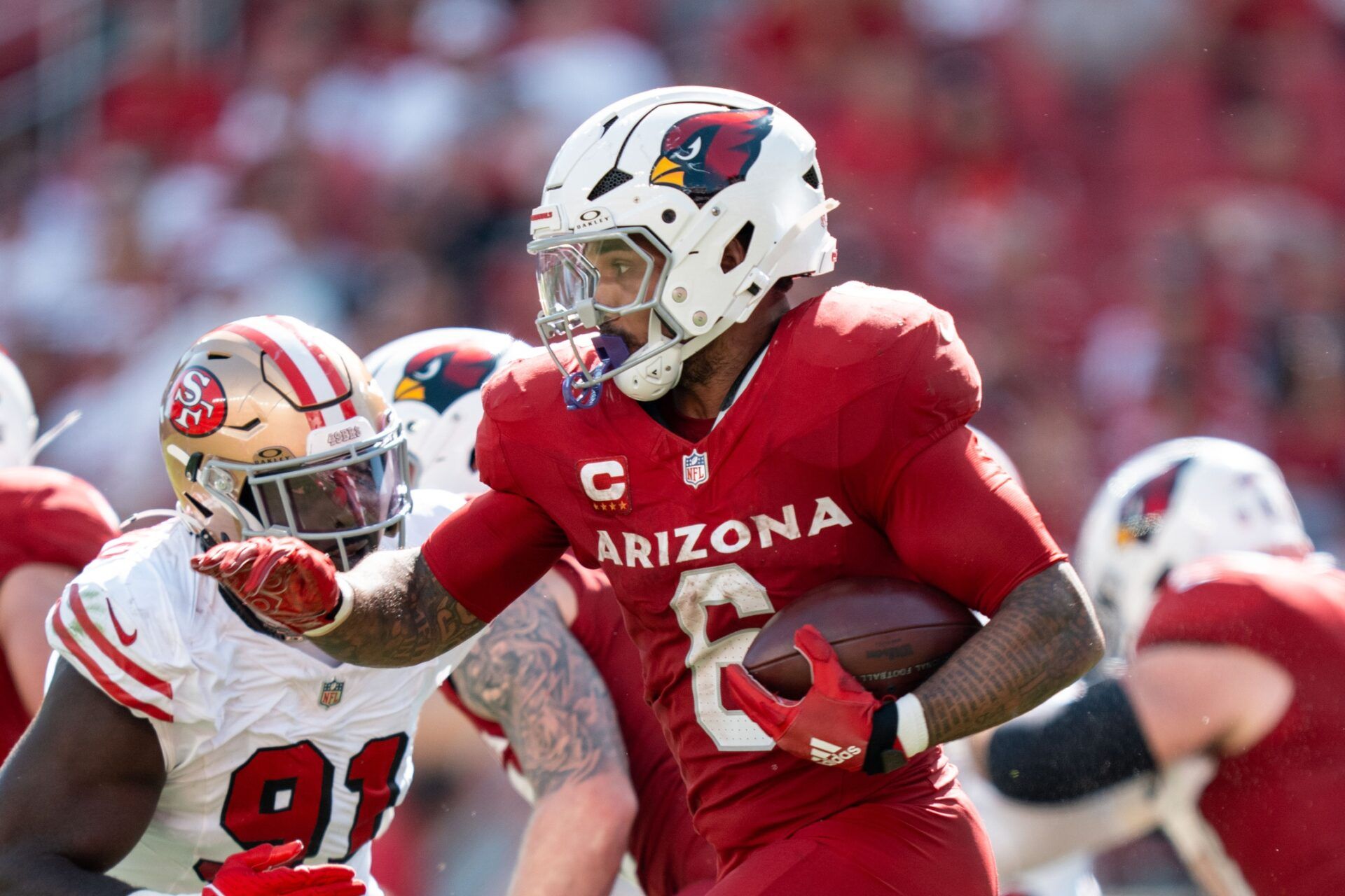 Arizona Cardinals running back James Conner (6) during the third quarter against the San Francisco 49ers at Levi's Stadium.