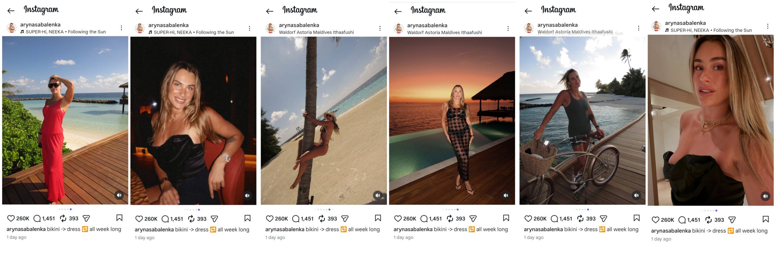 Screen grab of Aryna Sabalenka's Instagram post