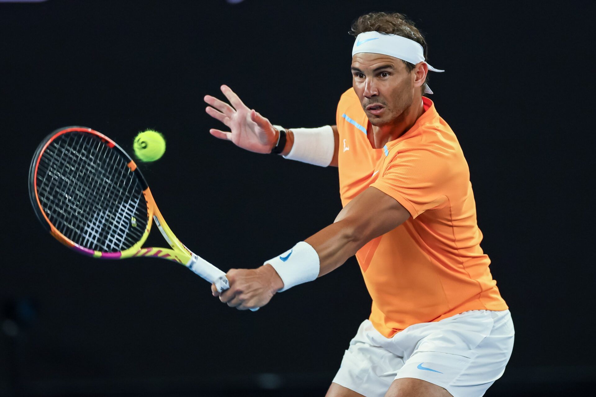 Rafael Nadal during his second round match against Mackenzie Mcdonald on day three of the 2023 Australian Open tennis tournament at Melbourne Park.