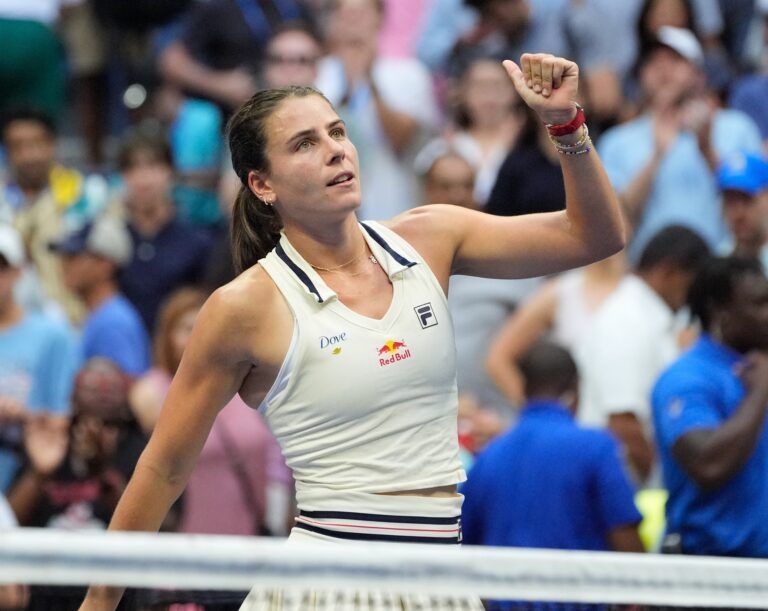 Emma Navarro (USA) after beating Coco Gauff (USA) on day seven of the 2024 U.S. Open tennis tournament at USTA Billie Jean King National Tennis Center.