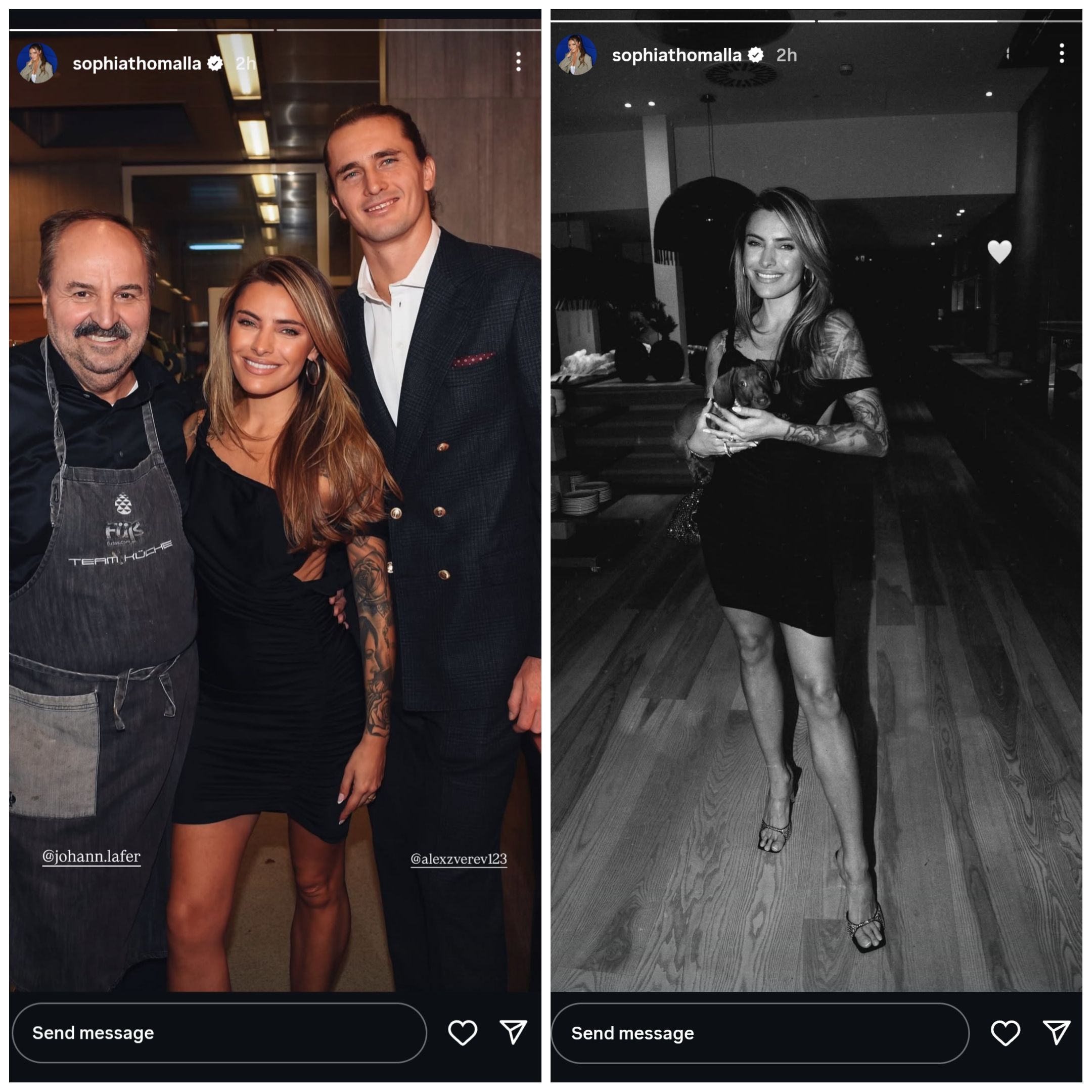 Screen grab of Alexander Zverev’s girlfriend Sophia Thomalla's Instagram stories