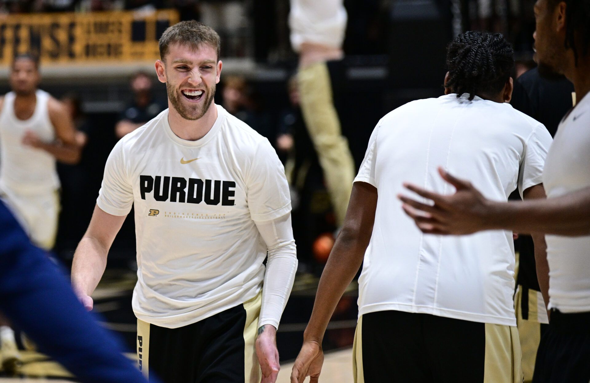 Purdue Boilermakers guard Braden Smith (3) smiles during warm ups before the game against the Akron Zips at Mackey Arena.