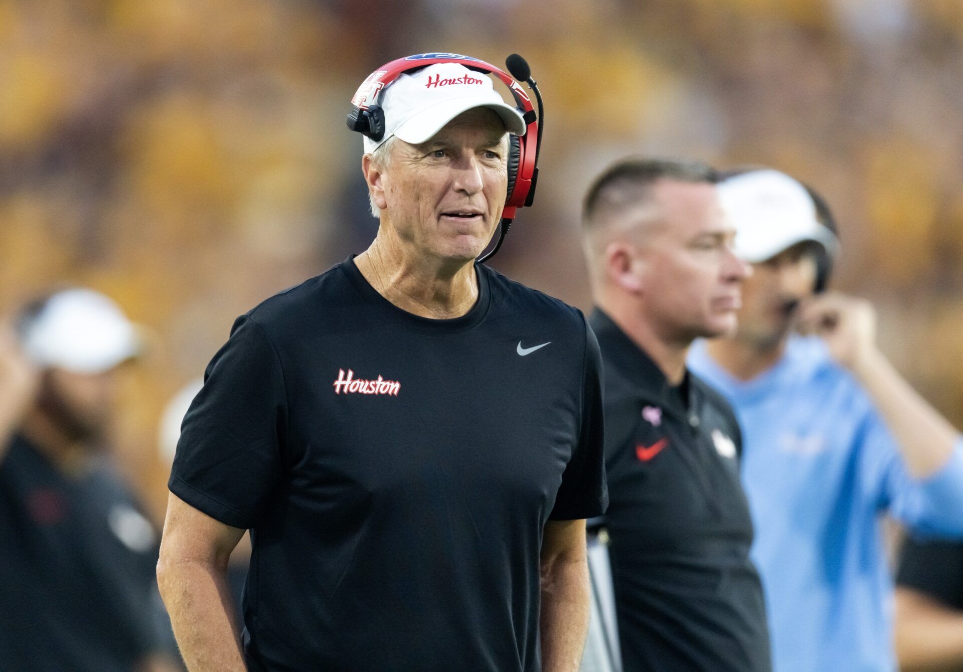 Houston Cougars head coach Willie Fritz against the Arizona State Sun Devils at Mountain America Stadium.