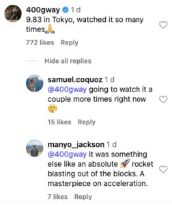 Fans react to Su Bingtian's retirement announcement ( Source: Instagram @worldathletics)