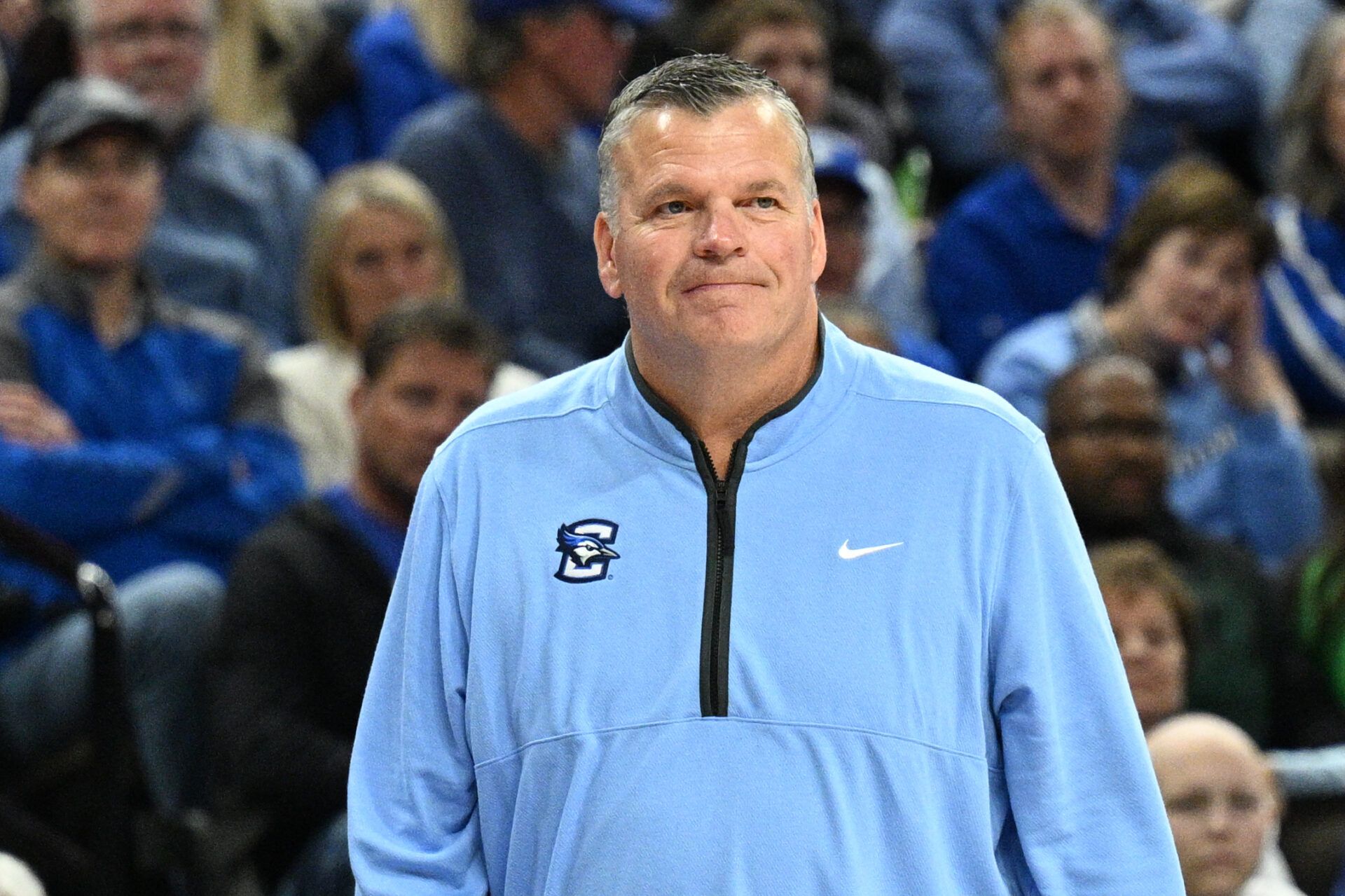 Creighton Bluejays head coach Greg McDermott watches action against the North Dakota Fighting Hawks during the second half at CHI Health Center Omaha.