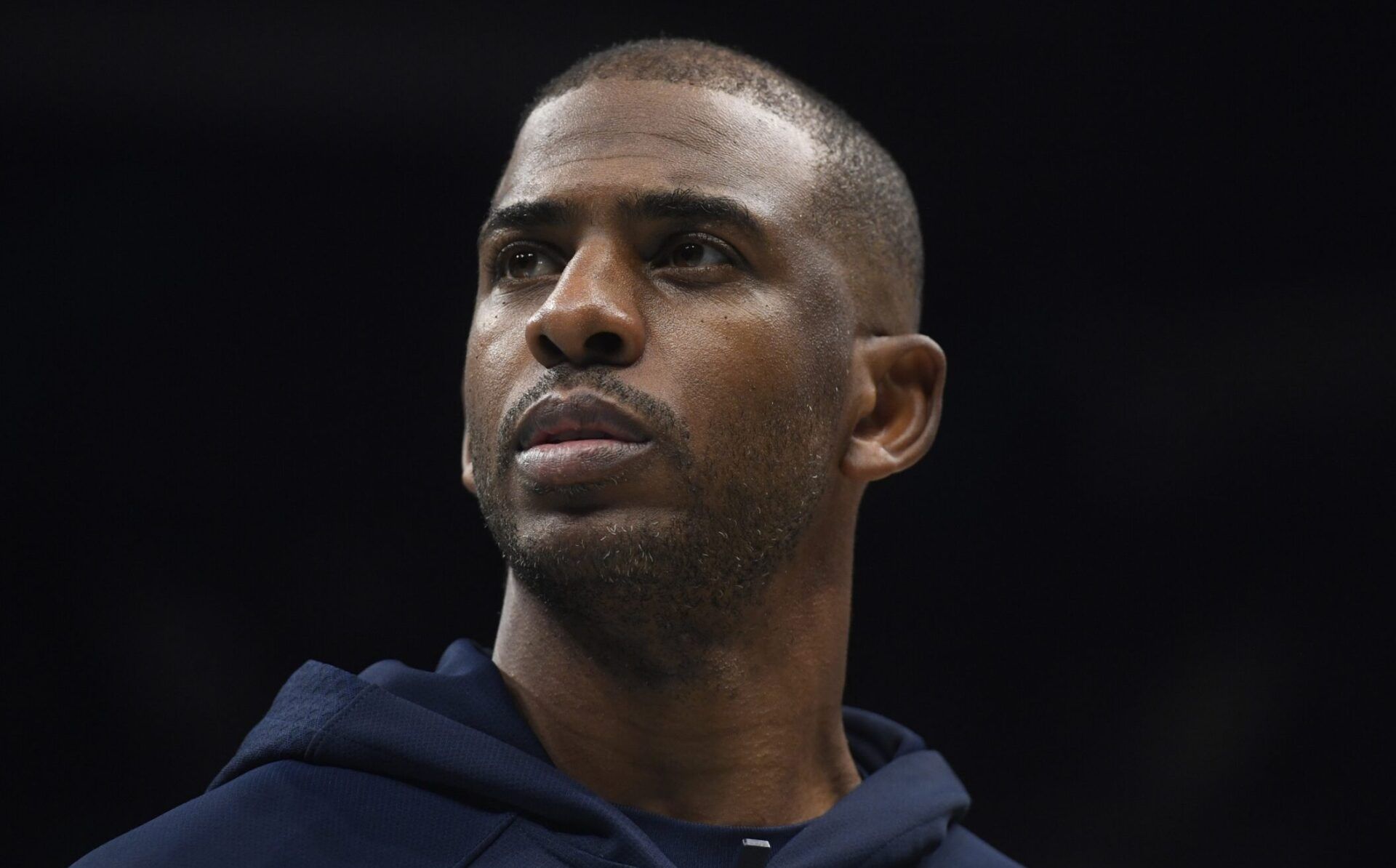 Los Angeles Clippers guard Chris Paul (3) in a time out during the first half against the Charlotte Hornets at the Spectrum Center.