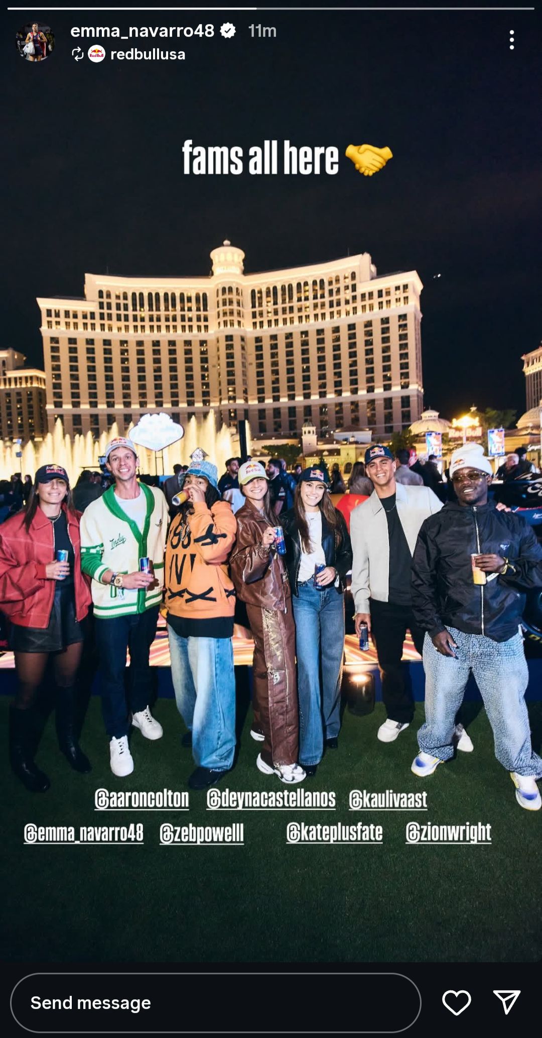 Emma Navarro Turns ‘Professional Racer’ for Red Bull Ahead of F1 Las Vegas Grand Prix Emma Navarro's Instagram story