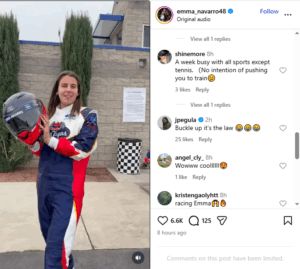 Screenshot of Emma Navarro's Instagram post featuring Jessica Pegula's reaction | Source: IG/emma_navarro48