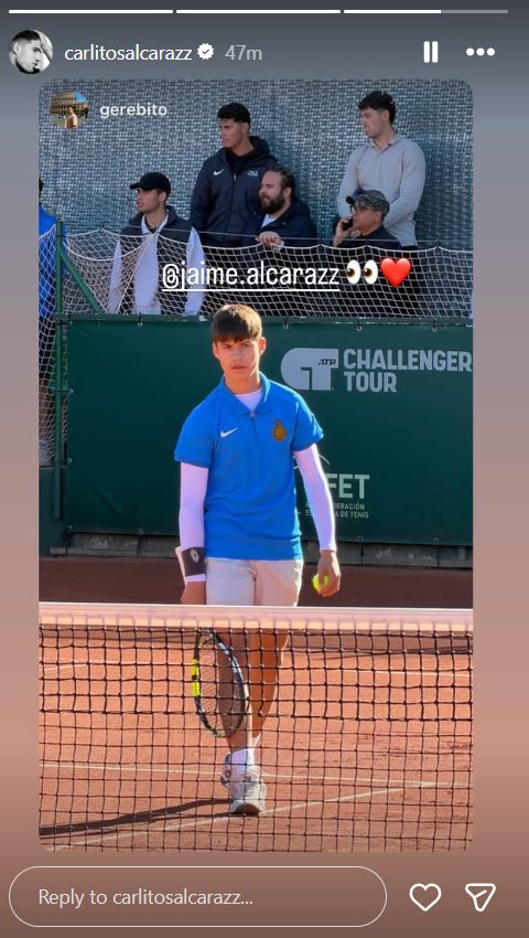 Screen grab of Carlos Alcaraz's Instagram story