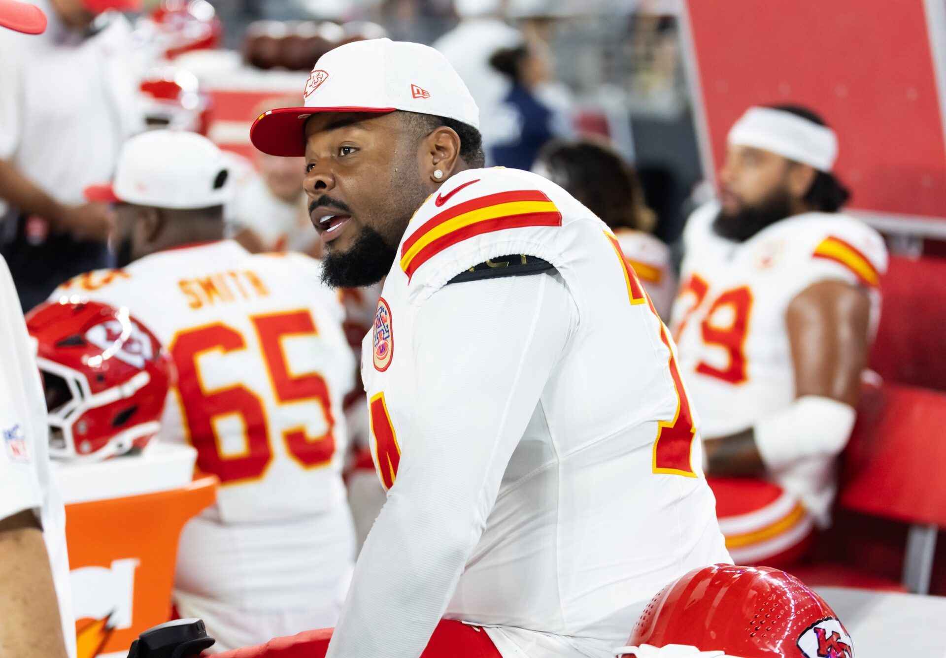 Kansas City Chiefs offensive tackle Jawaan Taylor (74) against the Arizona Cardinals during a preseason NFL game at State Farm Stadium.