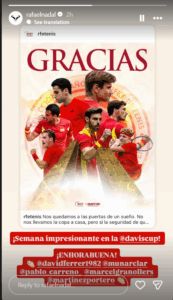 Rafael Nadal congratulated Spain on their Davis Cup performance