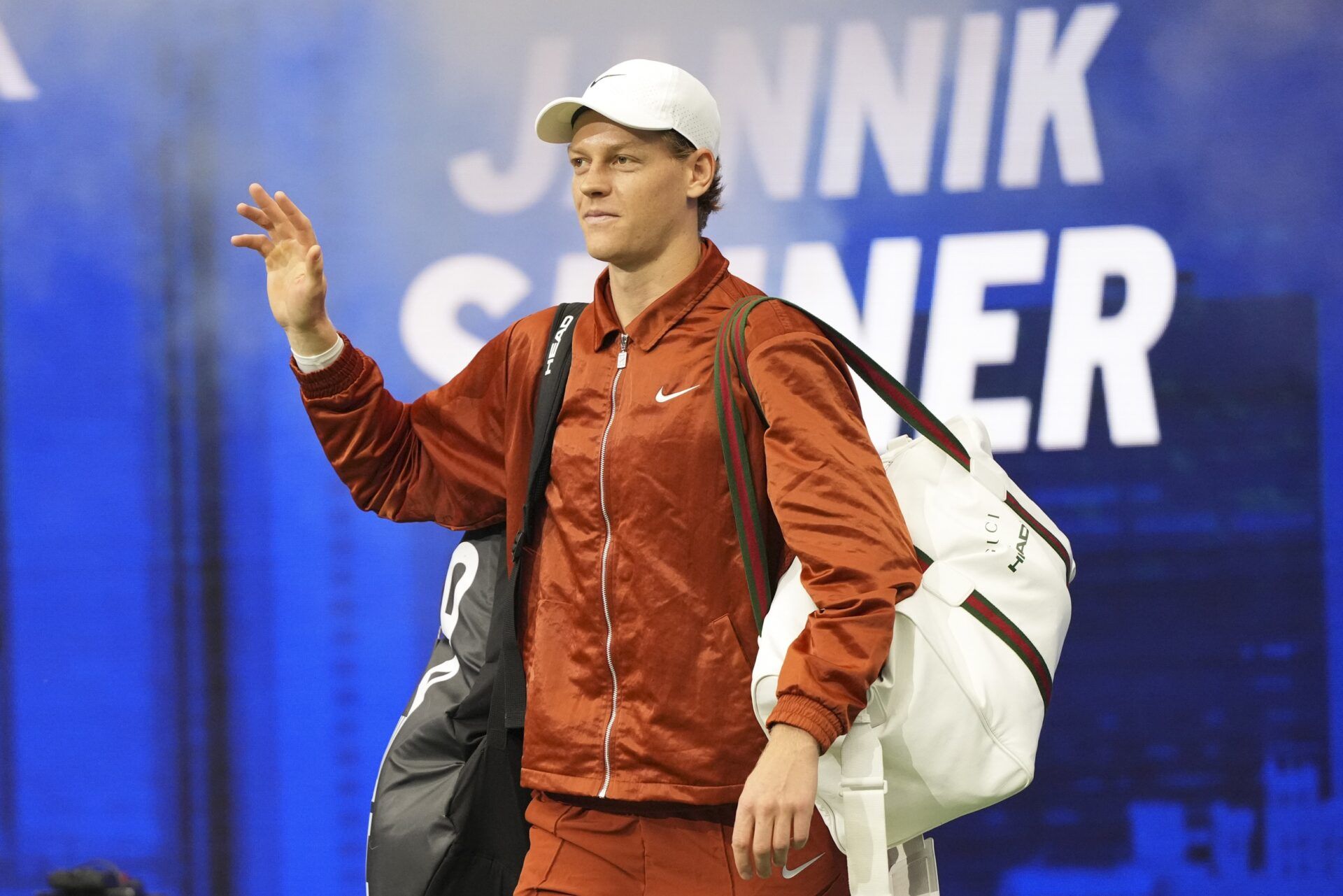 Jannik Sinner (ITA) walks onto the court prior to the final of mens singles against Carlos Alcaraz (ESP) (not pictured) at Billie Jean King National Tennis Center.