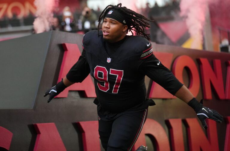 Arizona Cardinals defensive lineman Walter Nolen III (97) is introduced before their game against the San Francisco 49ers at State Farm Stadium in Glendale on Nov. 16, 2025.