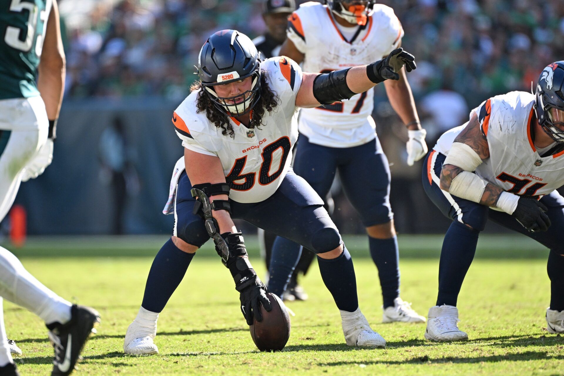 Denver Broncos center Luke Wattenberg (60) against the Philadelphia Eagles at Lincoln Financial Field.