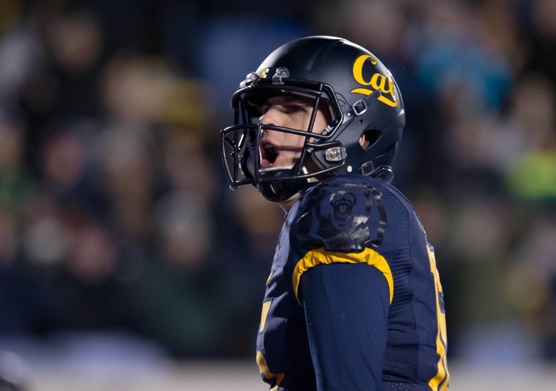 California Golden Bears quarterback Jared Goff (16) celebrates after a two point conversion against the Arizona State Sun Devils during the fourth quarter at Memorial Stadium. The California Golden Bears defeated the Arizona State Sun Devils 48-46.