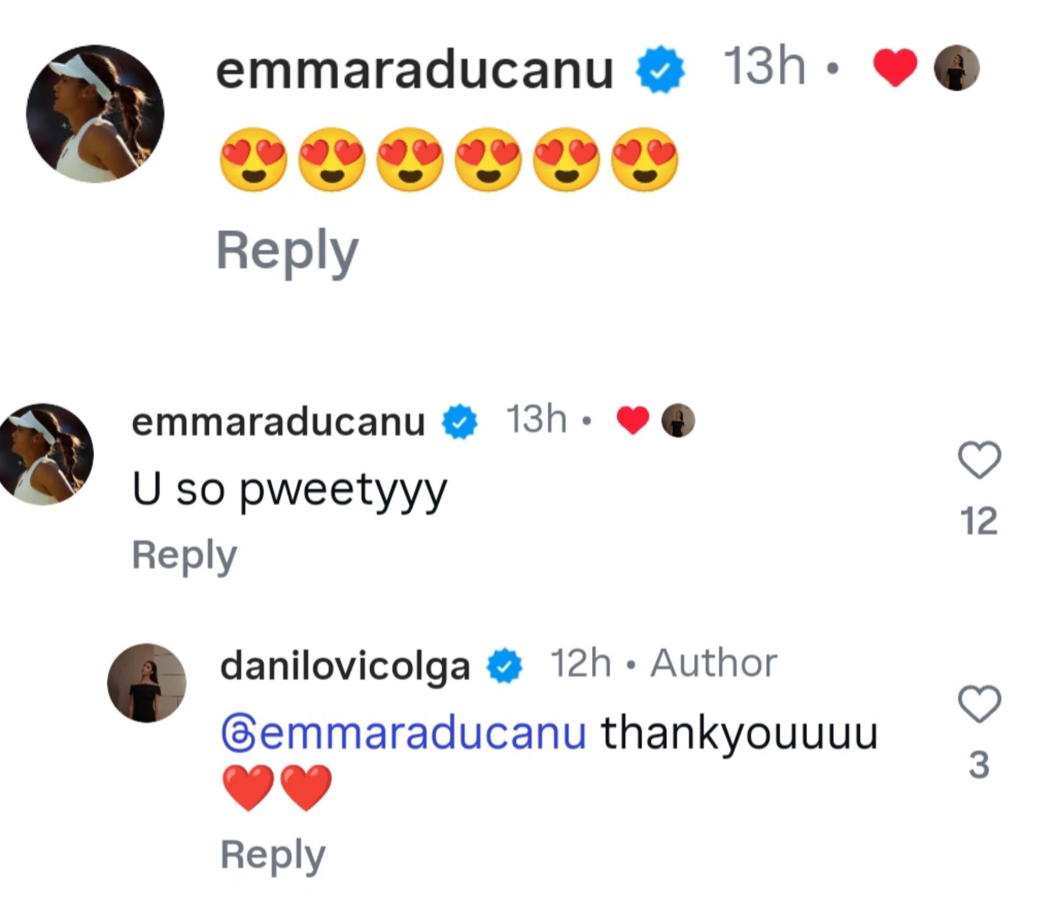 Screen grab of Emma Raducanu's comments