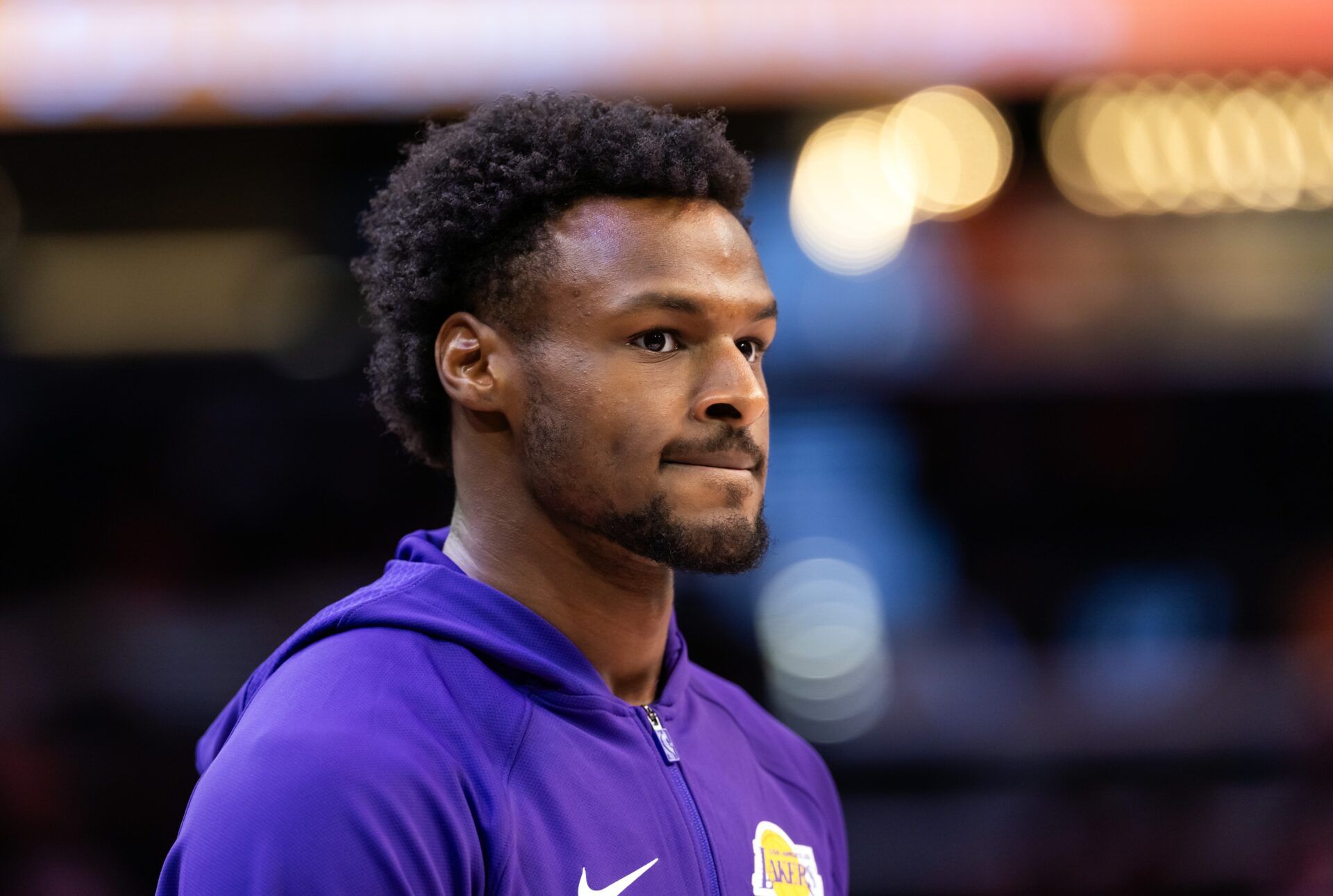 Los Angeles Lakers guard Bronny James (9) against the Phoenix Suns during an NBA preseason game at Mortgage Matchup Center.