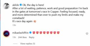 Screenshot of Shiffrin’s reaction. Credits - IG/ akilde post