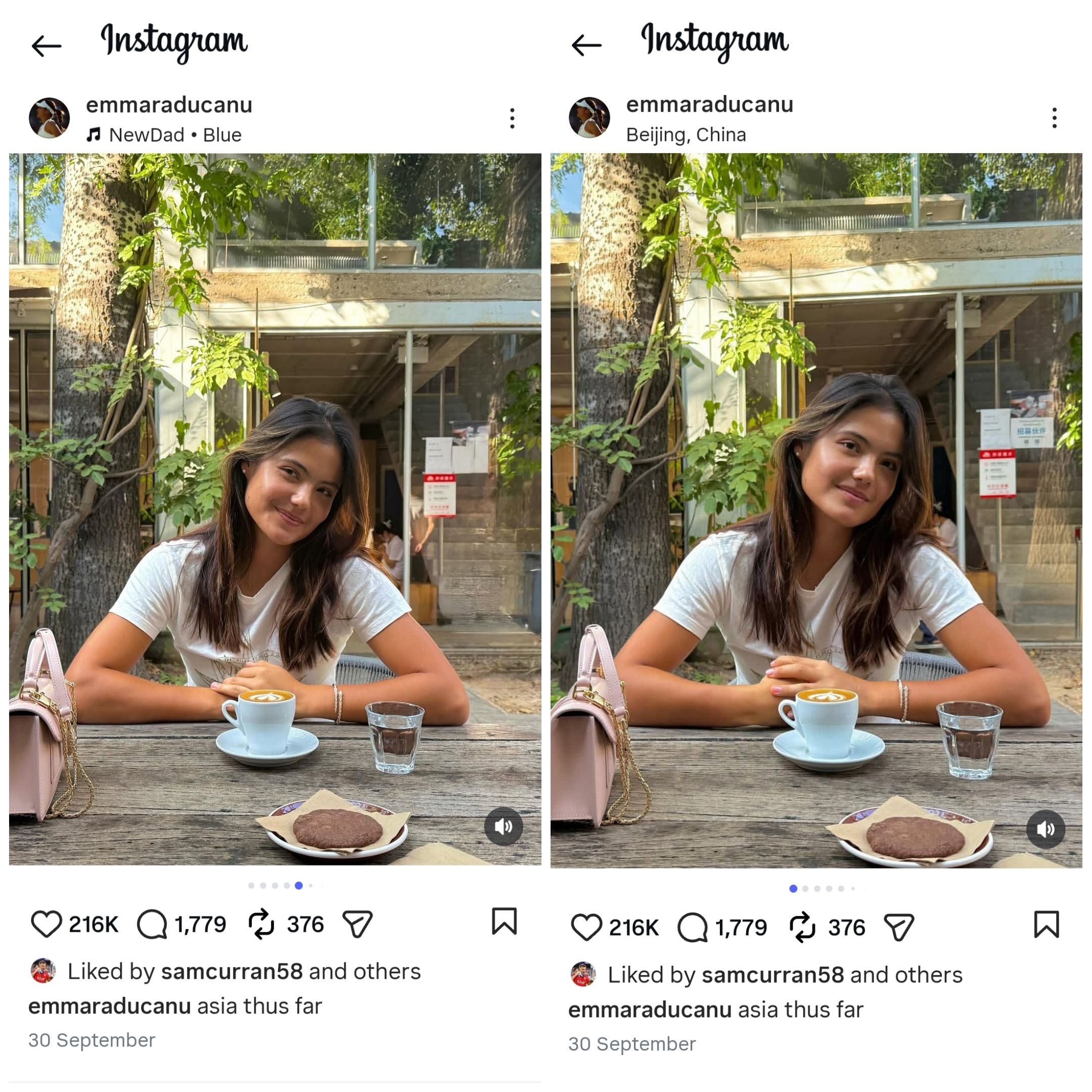 Screen grab of Emma Raducanu's Bvlgari bag