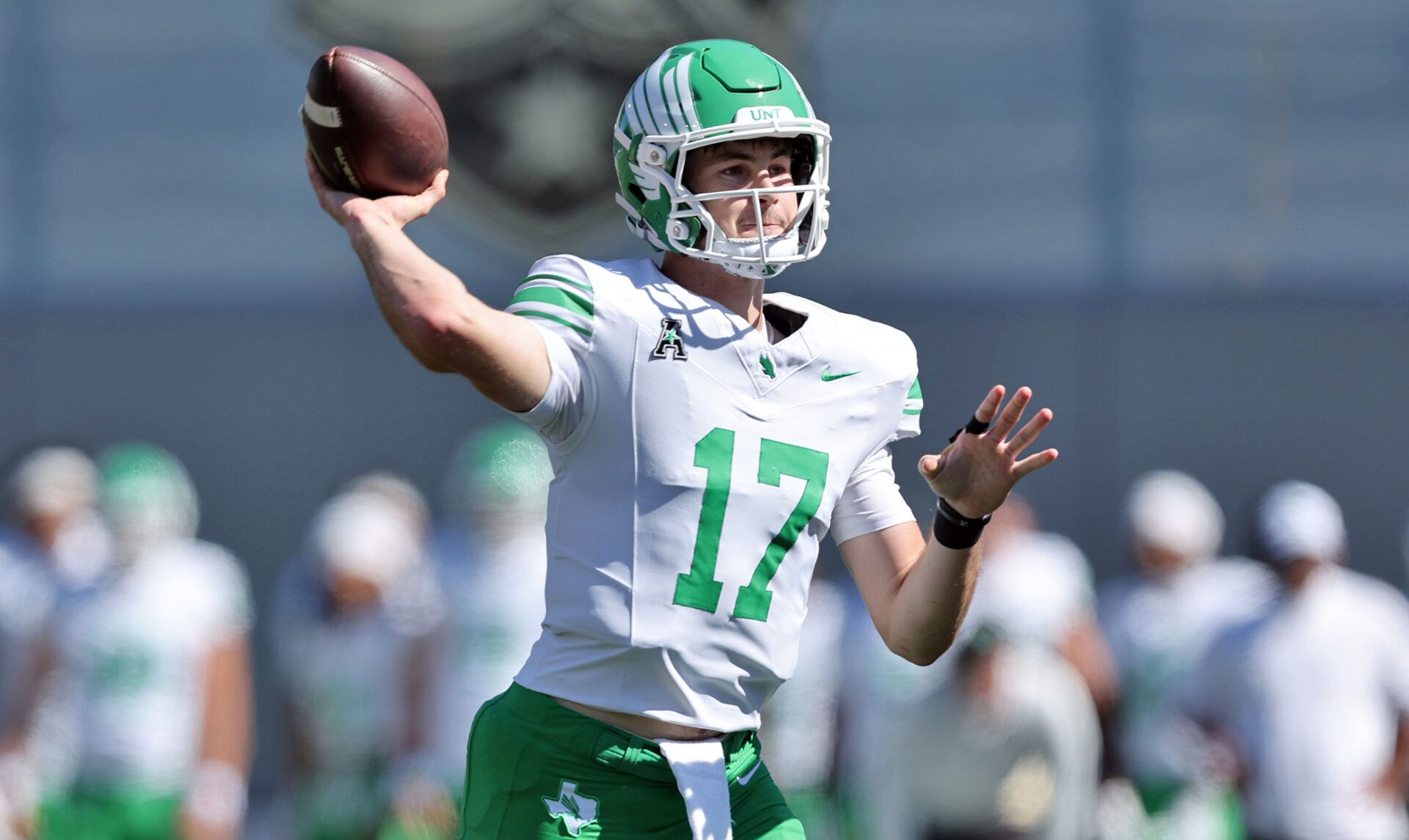 North Texas Mean Green quarterback Drew Mestemaker (17) throws a pass against the Army Black Knights during the first half at Michie Stadium.