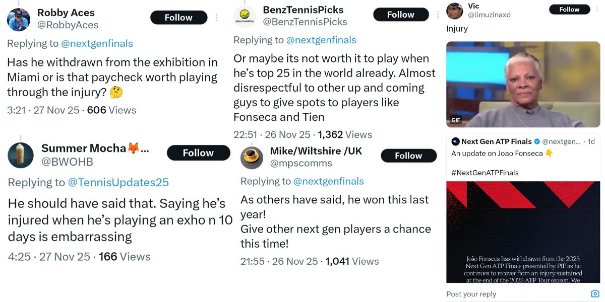 Screen grab of fan reactions