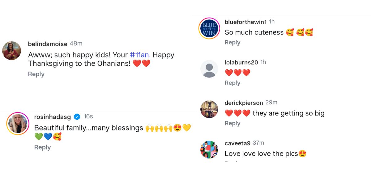 Screen grab of some of the fan reactions