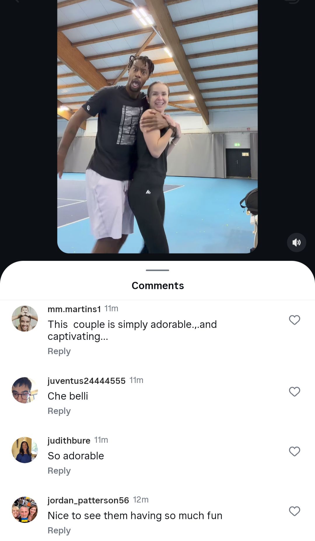 More comments from Monfils and Svitolina's Instagram reel