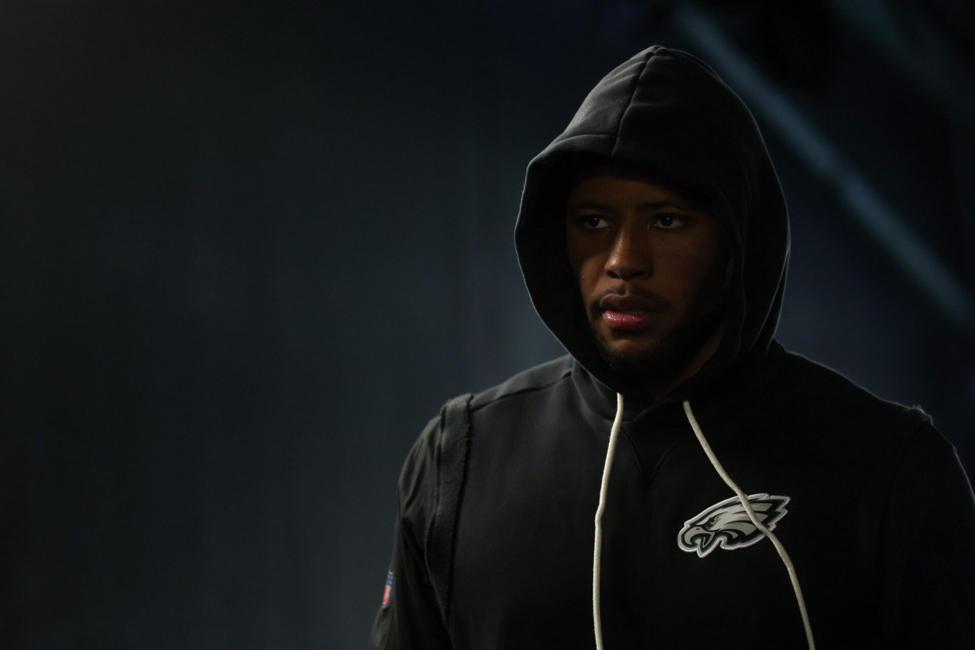 Philadelphia Eagles running back Saquon Barkley (26) walks through the tunnel prior to the game against the Chicago Bears at Lincoln Financial Field.