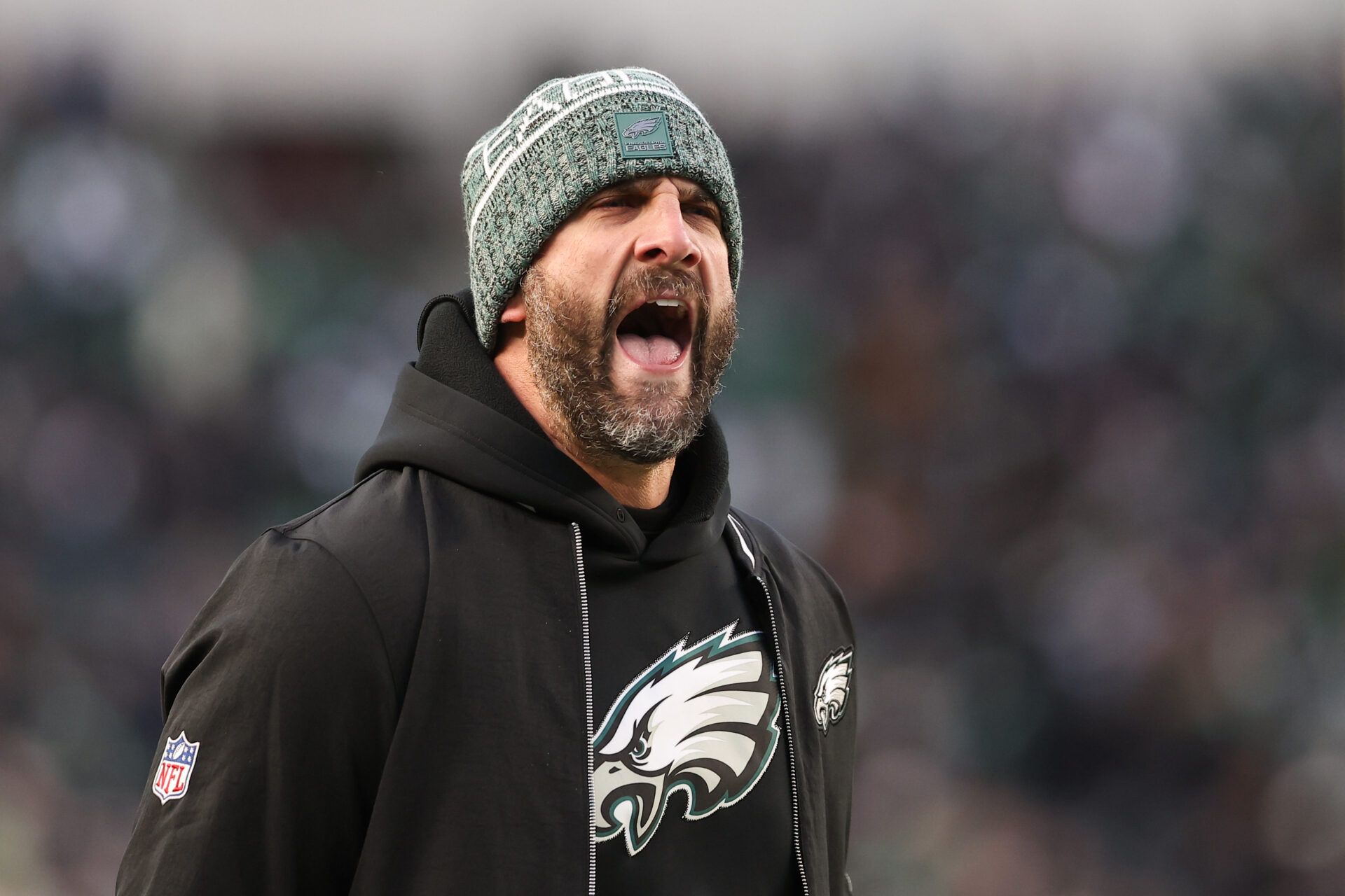Philadelphia Eagles head coach Nick Sirianni reacts during the second quarter of the game against the Chicago Bears at Lincoln Financial Field.