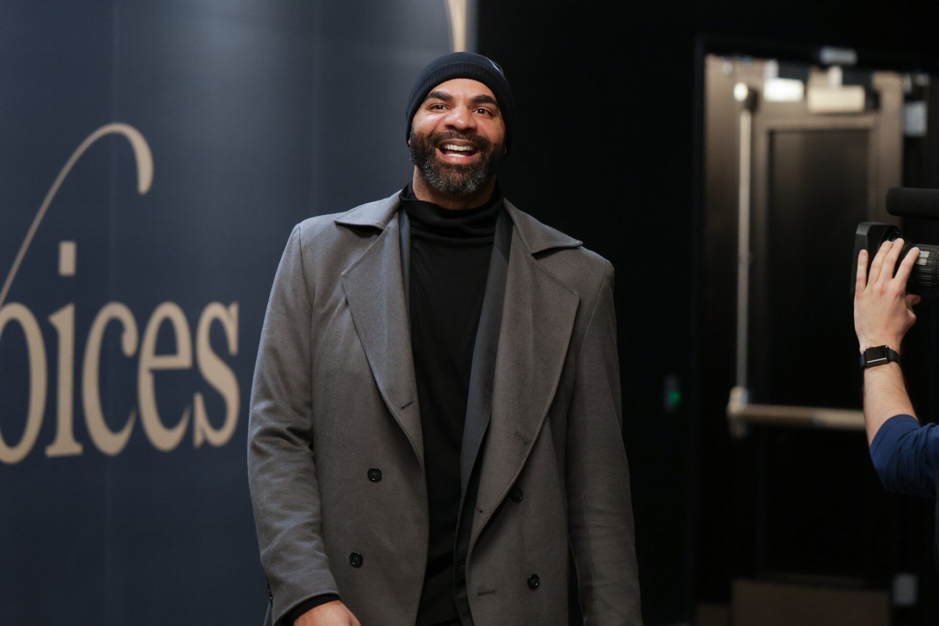Former against the Utah Jazz player Carlos Boozer arrives at Delta Center before the game between the Utah Jazz and the Charlotte Hornets.