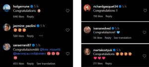 Screengrab of comments on Lorenzo Musetti's Instagram post