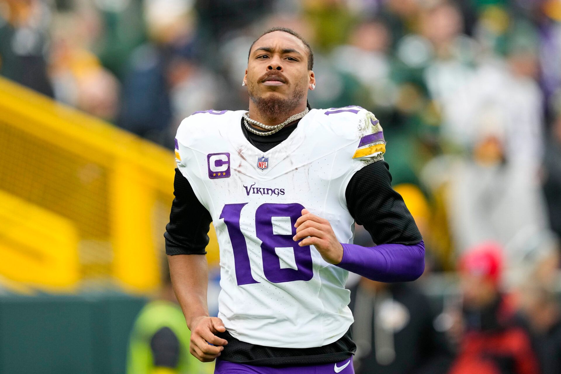Minnesota Vikings wide receiver Justin Jefferson (18) during the game against the Green Bay Packers at Lambeau Field.