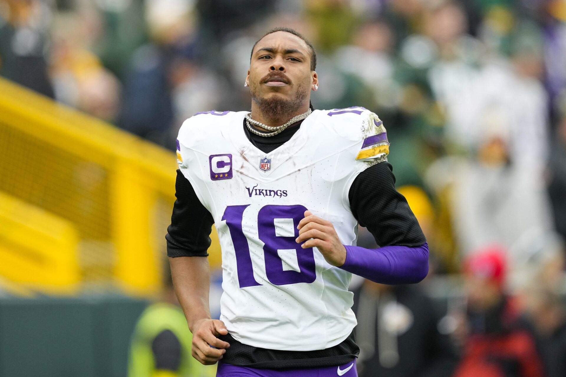 Minnesota Vikings wide receiver Justin Jefferson (18) during the game against the Green Bay Packers at Lambeau Field.