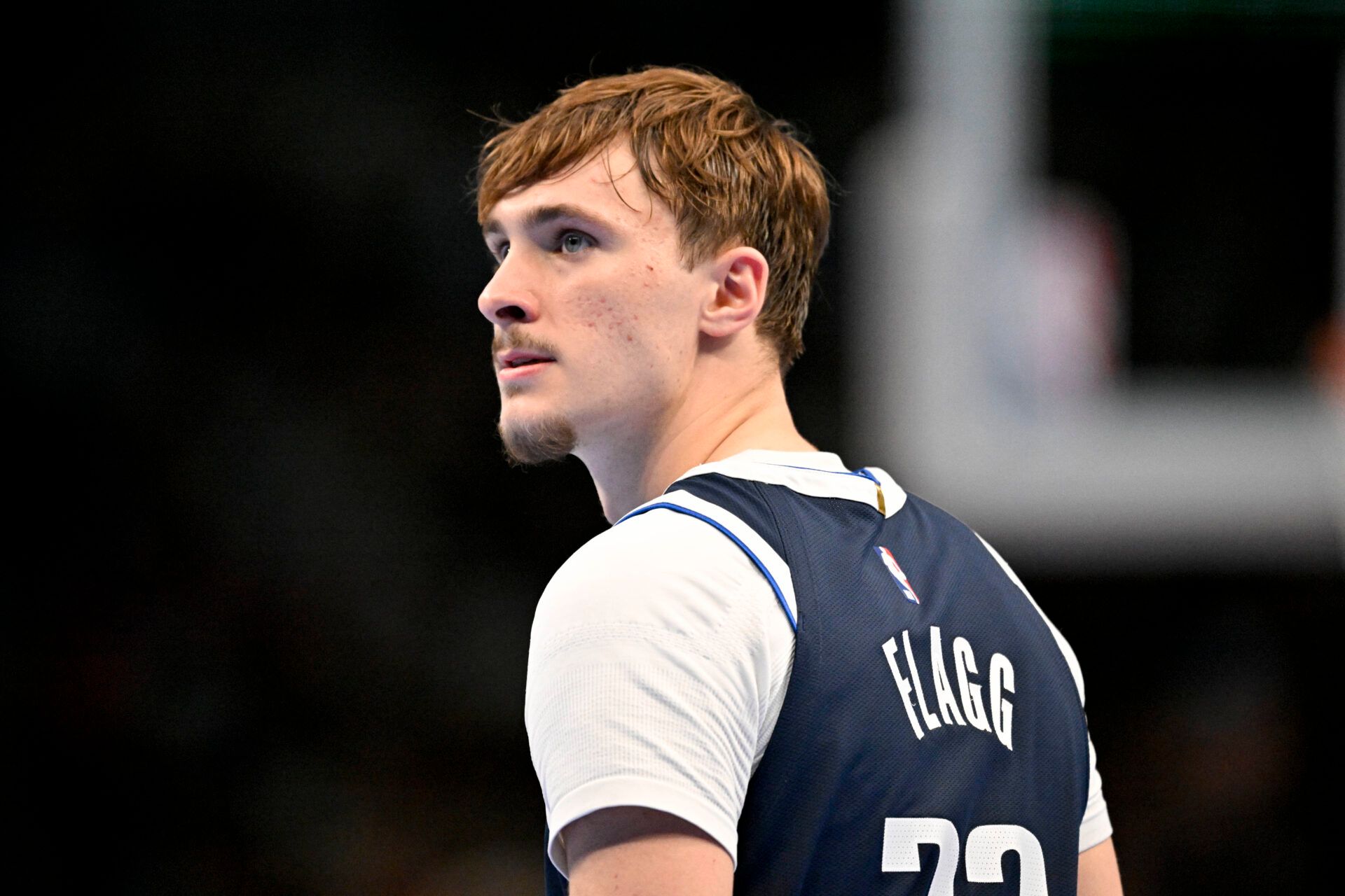 Dallas Mavericks forward Cooper Flagg (32) looks on during the second half against the New Orleans Pelicans at the American Airlines Center.