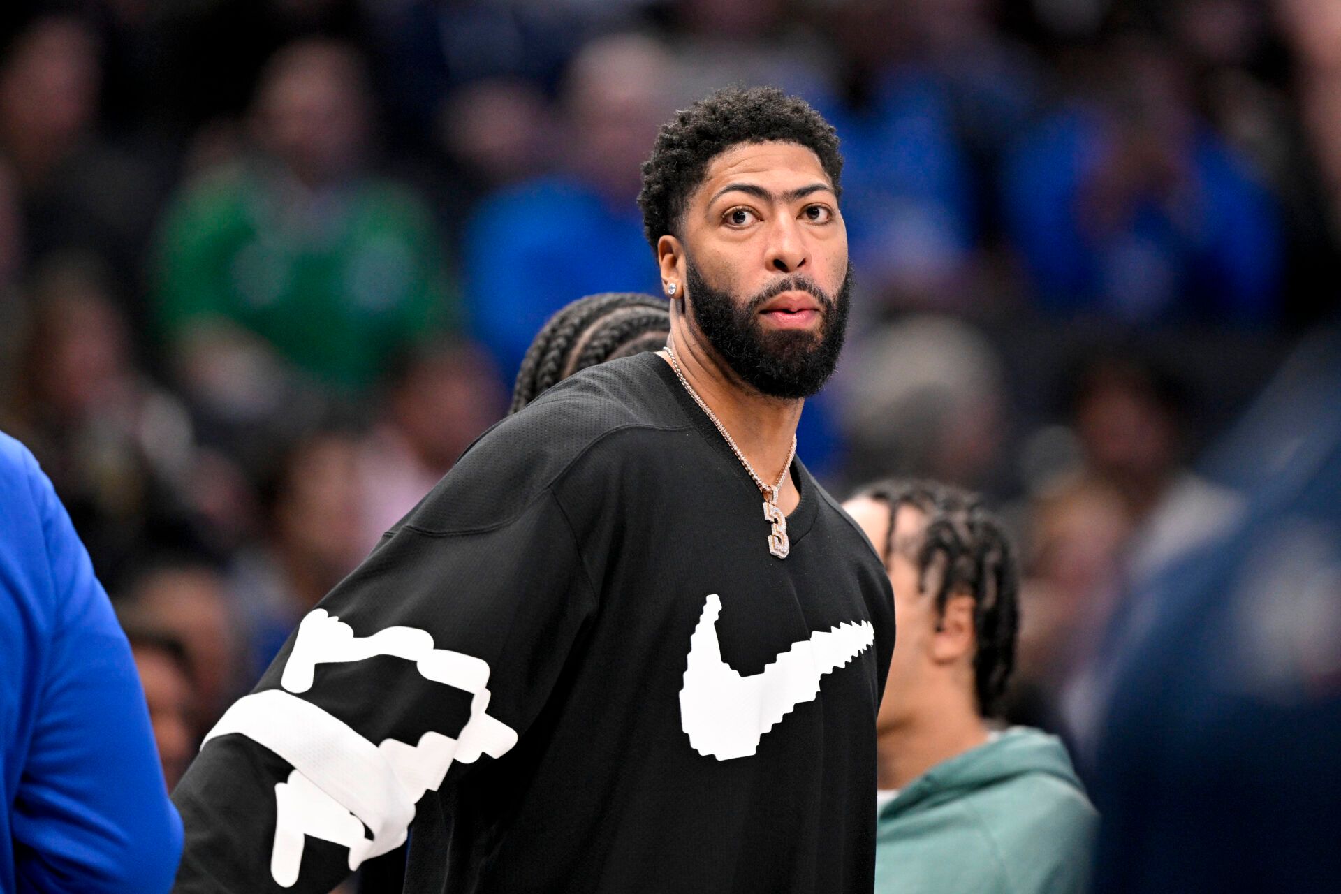 Dallas Mavericks forward Anthony Davis (3) looks on during the second half against the Memphis Grizzlies at the American Airlines Center.