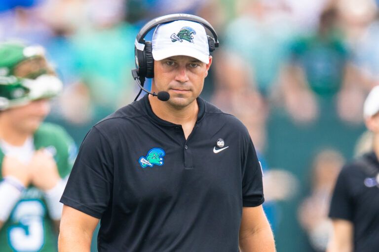 Tulane Green Wave head coach Jon Sumrall looks on against Northwestern Wildcats during the first half at Yulman Stadium.