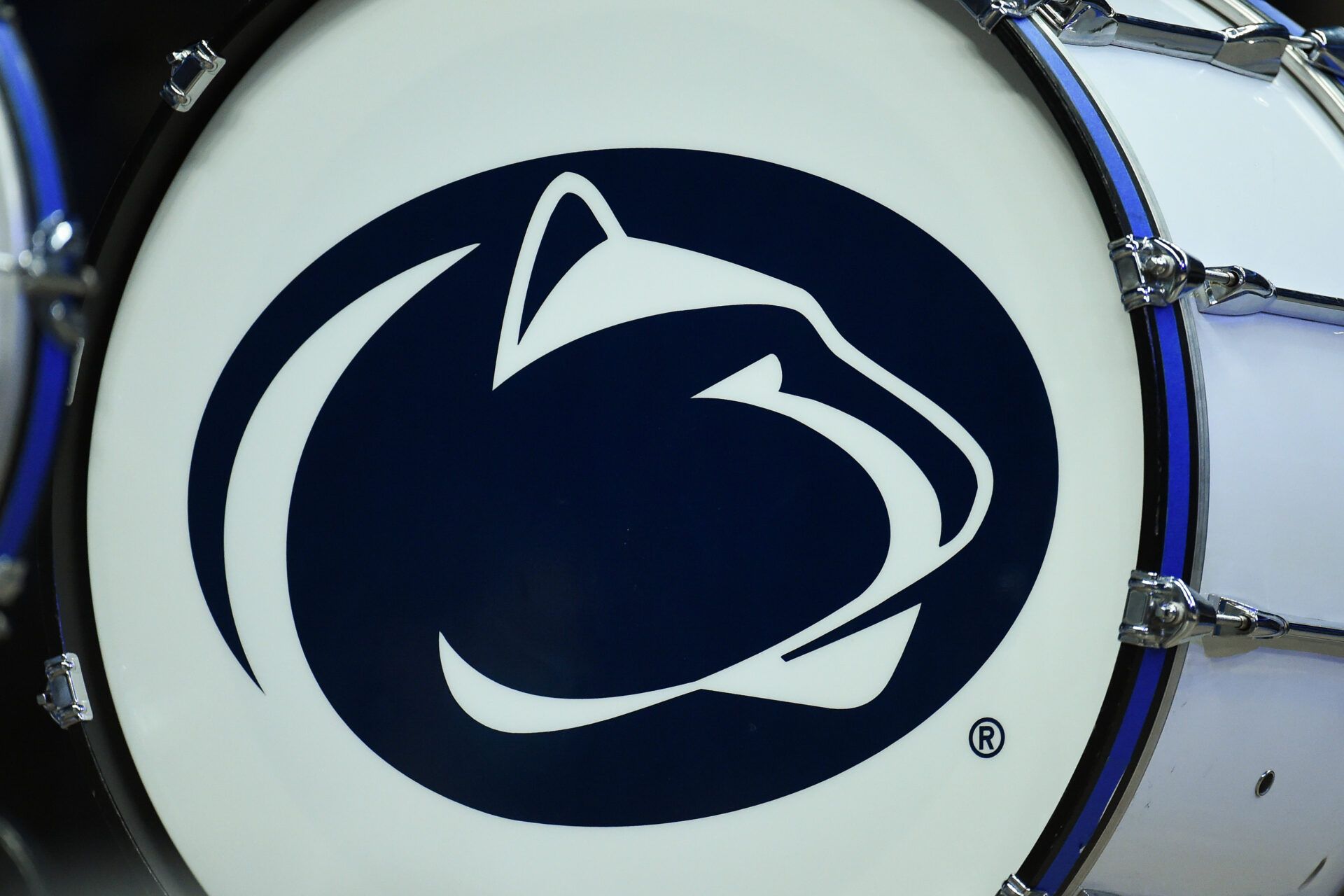 General view of the Penn State Nittany Lions logo on a bass drum prior to the game against the Miami Hurricanes at the Bryce Jordan Center.