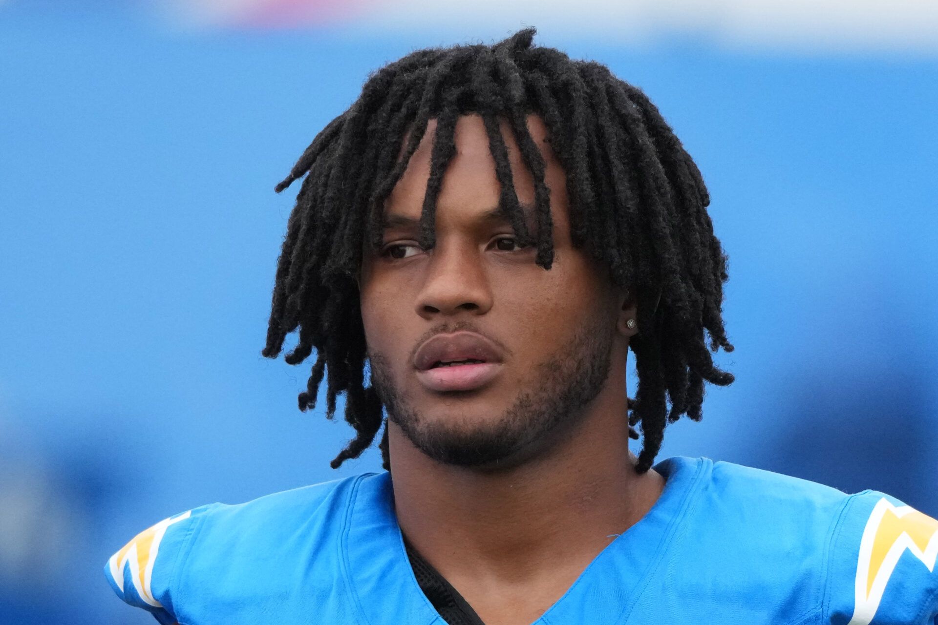 Los Angeles Chargers running back Omarion Hampton (8) at training camp at The Bolt.