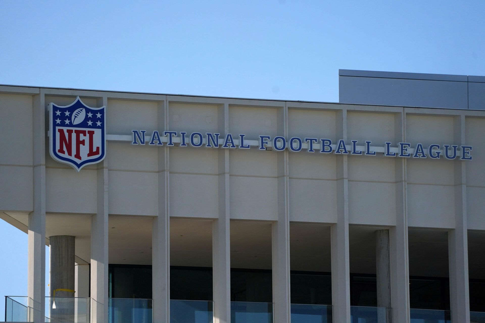 The NFL media building at SoFi Stadium. The 200,000-square-foot facility will house the NFL Network, NFL.com, the NFL app and NFL RedZone.