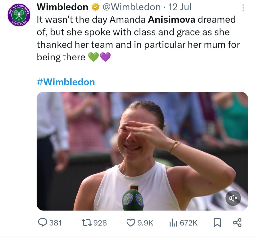 Amanda Anisimova couldn't hold back tears when she mentioned her mother's support after 6-0, 6-0 loss to Iga Świątek