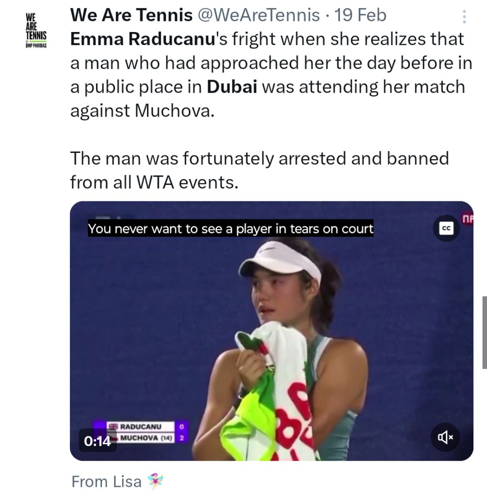 Emma Raducanu hid behind the chair umpire mid-match after terrifying stalker incident