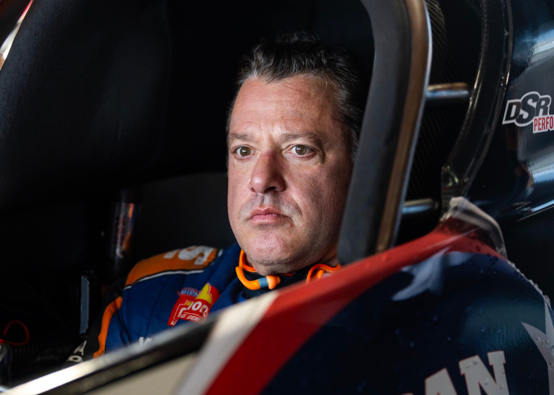 NHRA top fuel driver Tony Stewart during qualifying for the Midwest Nationals at World Wide Technology Raceway.