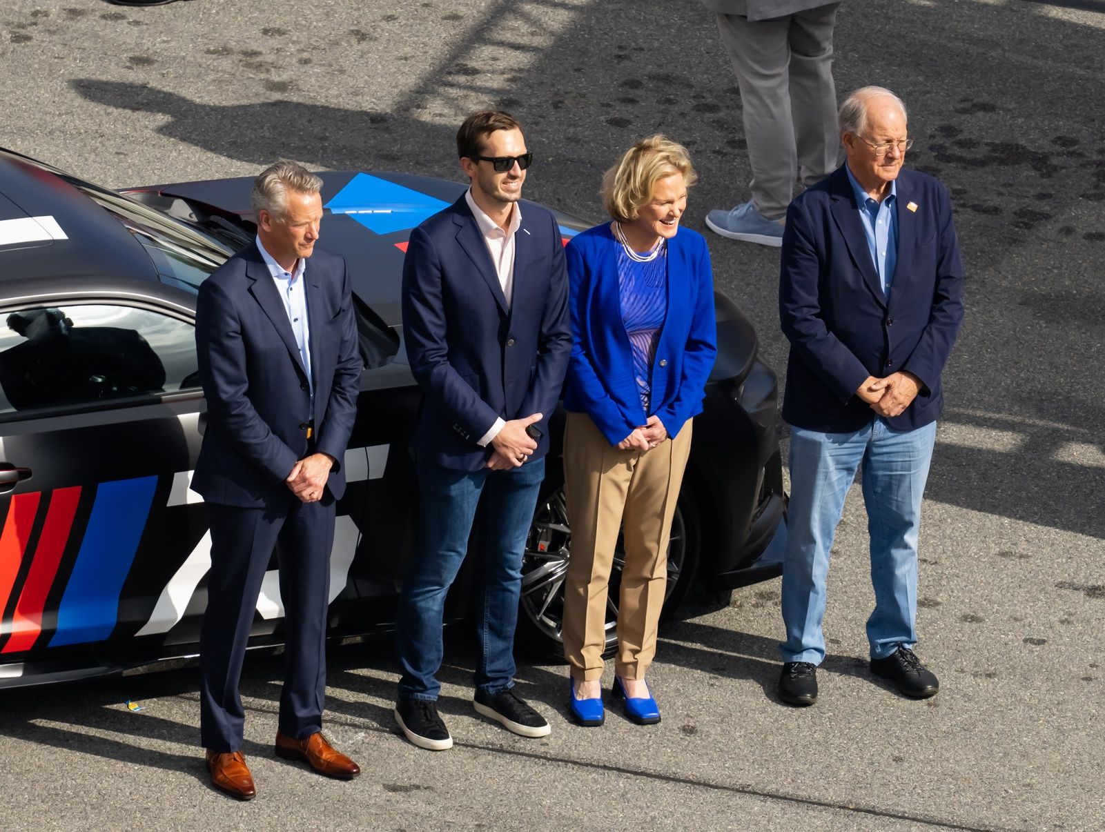 NASCAR executives (from left) Steve Phelps, Ben Kennedy, Lesa Kennedy and Jim France prior to the Daytona 500 at Daytona International Speedway.