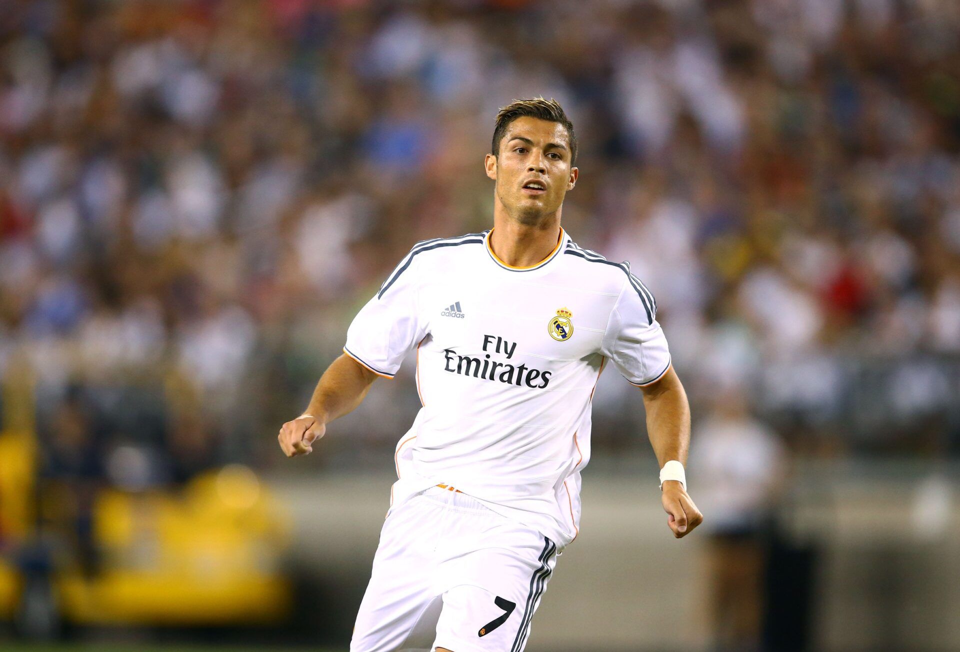 Real Madrid forward Cristiano Ronaldo against the Los Angeles Galaxy during a friendly match at the University of Phoenix Stadium. Real Madrid defeated the Galaxy 3-1.