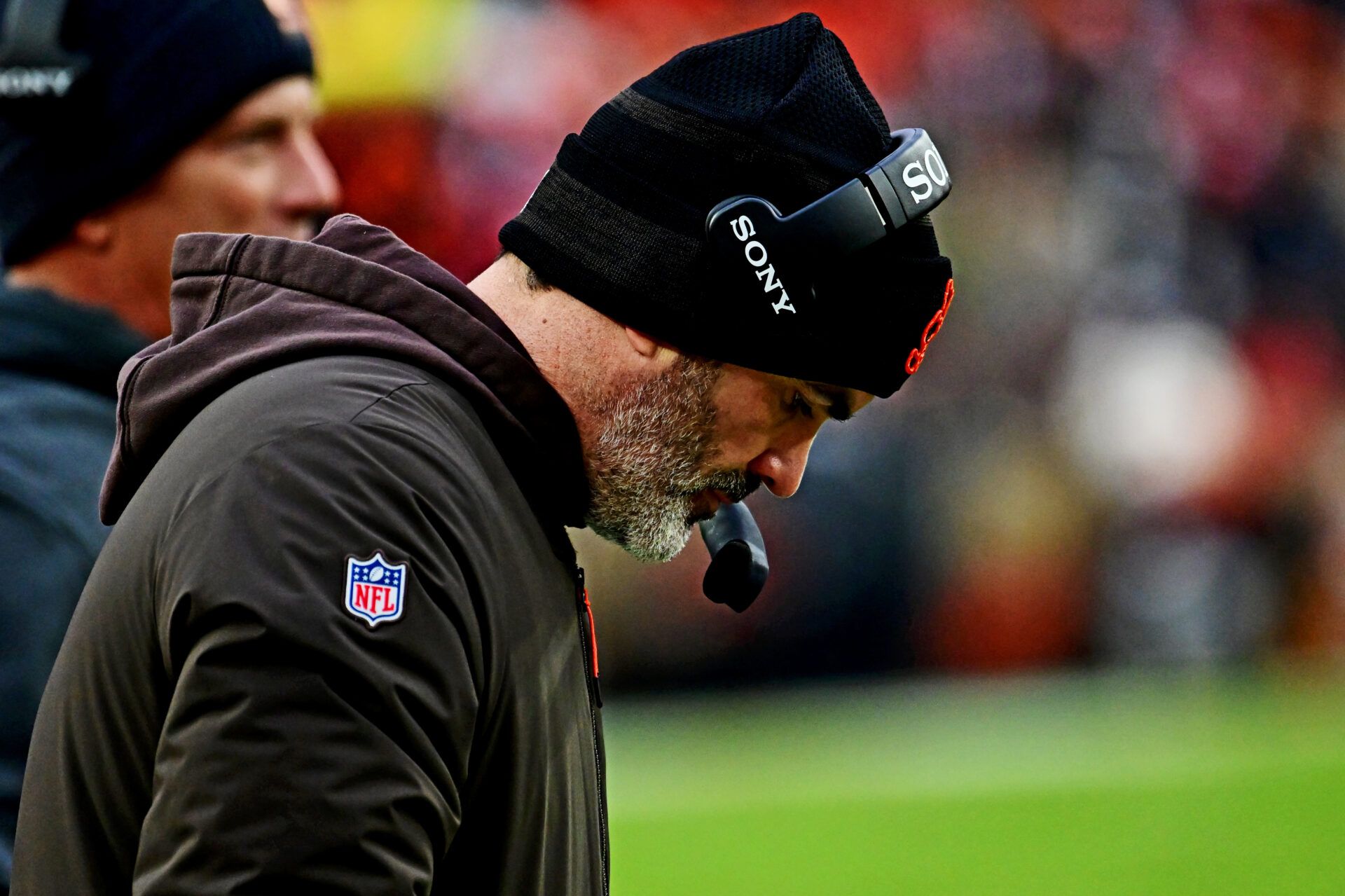 The Cleveland Browns head coach Kevin Stefanski looks on during the second half against the San Francisco 49ers at Huntington Bank Field.