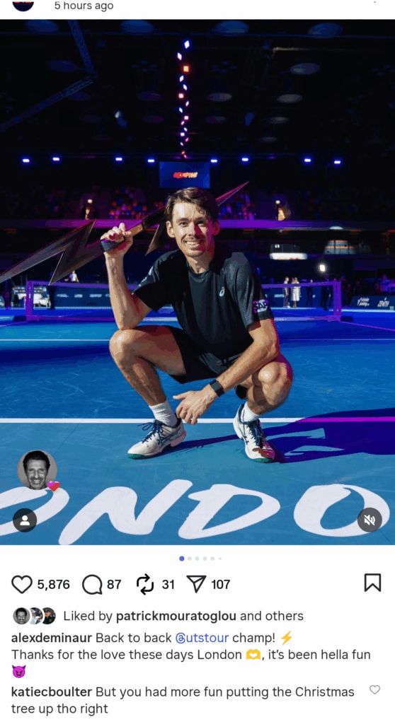 Kaite Boulter's comment on Alex de Minaur's Instagram post